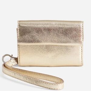 NEW Madewell Gold Purse Leather Clutch Wrislet
